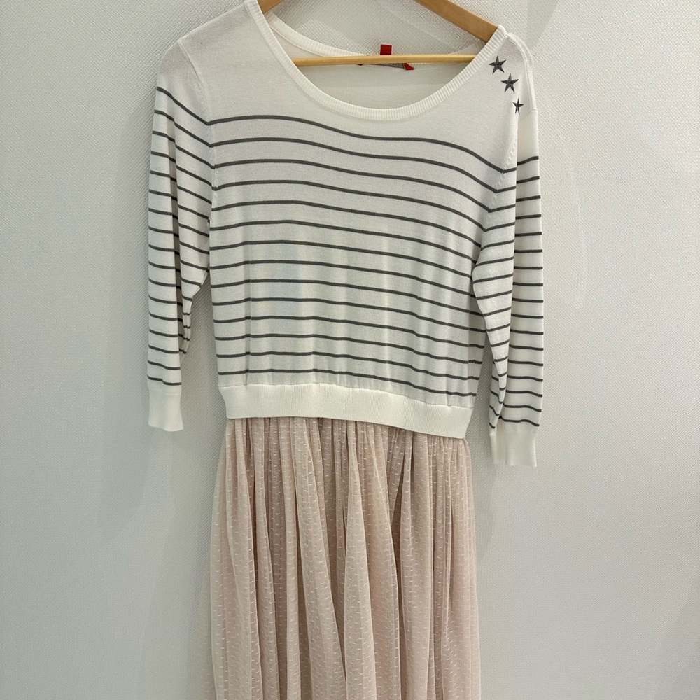 Modcloth White Knit Sweater Tulle Dress
